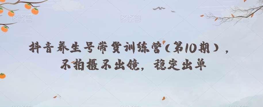 抖音养生号带货训练营(第10期），不拍摄不出镜，稳定出单-讯领网创