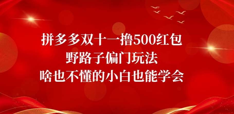 拼多多双十一撸500红包野路子偏门玩法，啥也不懂的小白也能学会【揭秘】-讯领网创