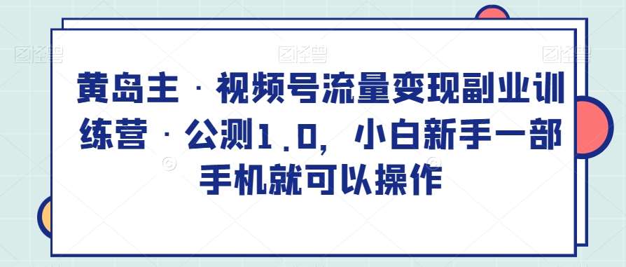 黄岛主·视频号流量变现副业训练营·公测1.0，小白新手一部手机就可以操作-讯领网创