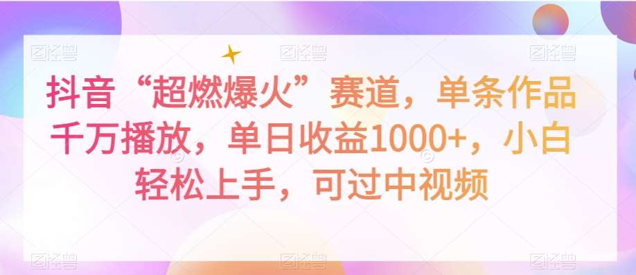 抖音“超燃爆火”赛道，单条作品千万播放，单日收益1000+，小白轻松上手，可过中视频【揭秘】-讯领网创