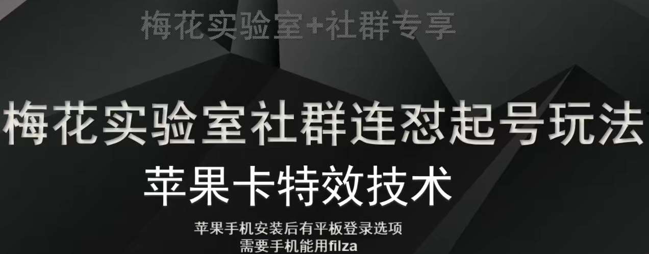 梅花实验室社群视频号连怼起号玩法，最新苹果卡特效技术-讯领网创