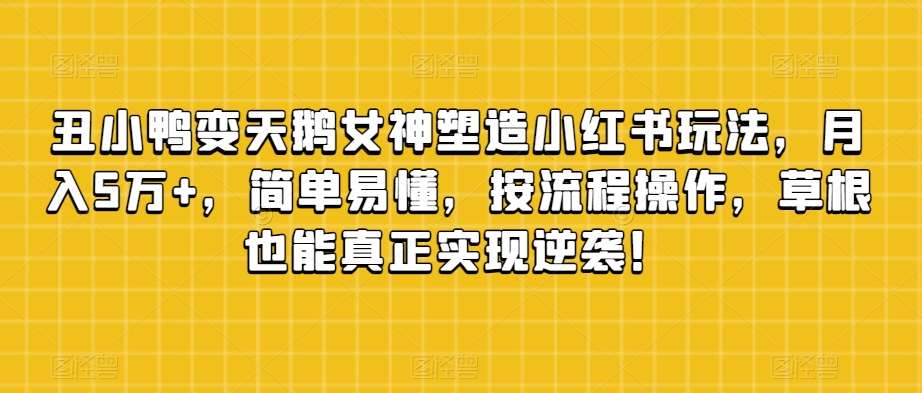 丑小鸭变天鹅女神塑造小红书玩法，月入5万+，简单易懂，按流程操作，草根也能真正实现逆袭！-讯领网创