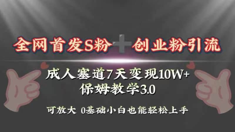 （8337期）全网首发s粉加创业粉引流变现，成人用品赛道7天变现10w+保姆教学3.0-讯领网创