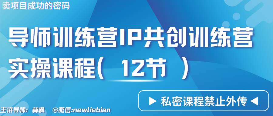 导师训练营3.0IP共创训练营私密实操课程（12节）-卖项目的密码成功秘诀-讯领网创