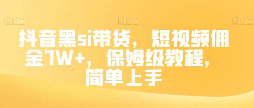 抖音黑si带货，短视频佣金7W+，保姆级教程，简单上手【揭秘】-讯领网创