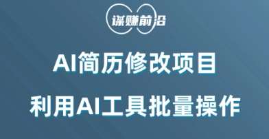 AI简历修改项目，利用AI工具批量化操作，小白轻松日200+-讯领网创