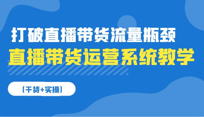 直播带货运营系统教学，打破直播带货流量瓶颈（干货+实操）-讯领网创