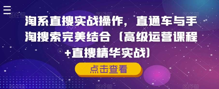 淘系直搜实战操作，直通车与手淘搜索完美结合（高级运营课程+直搜精华实战）-讯领网创