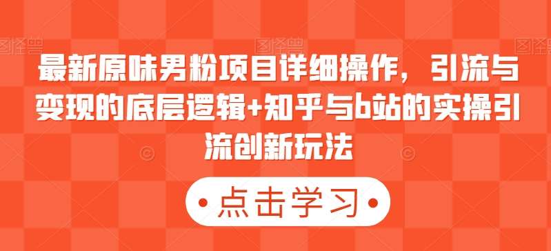 最新原味男粉项目详细操作，引流与变现的底层逻辑+知乎与b站的实操引流创新玩法-讯领网创
