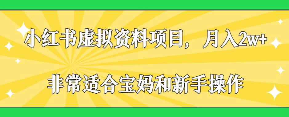 小红书虚拟资料项目，月入2w+，非常适合宝妈和新手操作【揭秘】-讯领网创