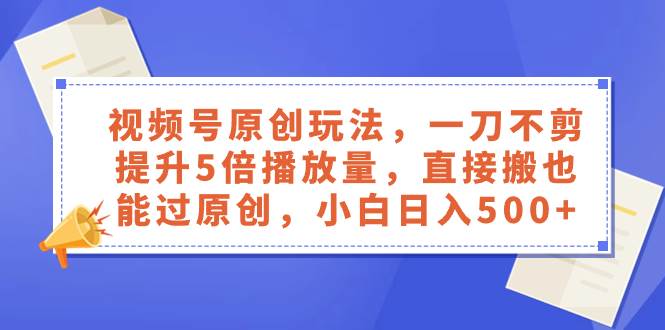 （8286期）视频号原创玩法，一刀不剪提升5倍播放量，直接搬也能过原创，小白日入500+-讯领网创