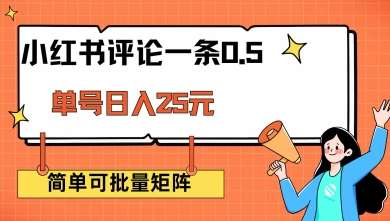 小红书评论一条0.5元 单账号一天可得25元 可矩阵操作 简单无脑靠谱【揭秘】-讯领网创