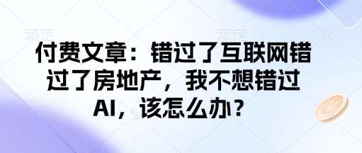 付费文章：错过了互联网错过了房地产，我不想错过AI，该怎么办？-讯领网创