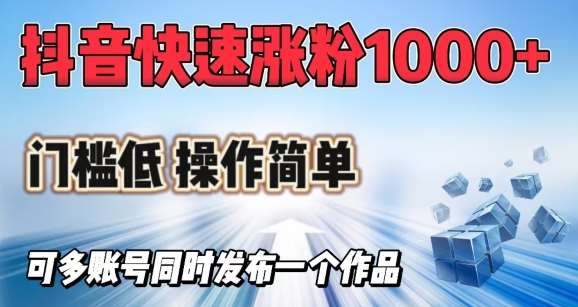 抖音快速涨1000+粉，门槛低操作简单，可多账号同时发布一个作品-讯领网创