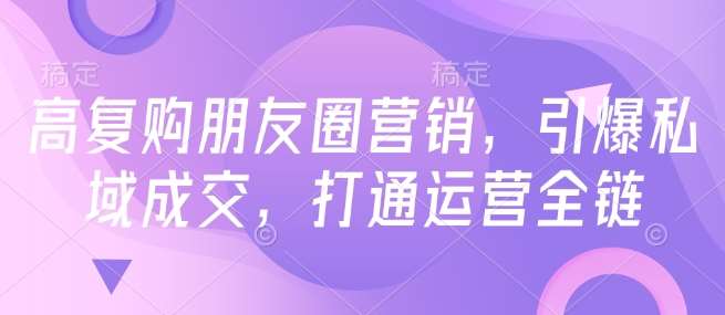 高复购朋友圈营销，引爆私域成交，打通运营全链-讯领网创