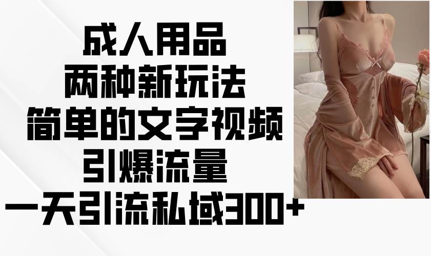 成人用品两种新玩法，简单的文字视频引爆流量，一天引流私域300+-讯领网创