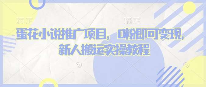 蛋花小说推文项目，0粉即可变现，新人搬运实操教程-讯领网创