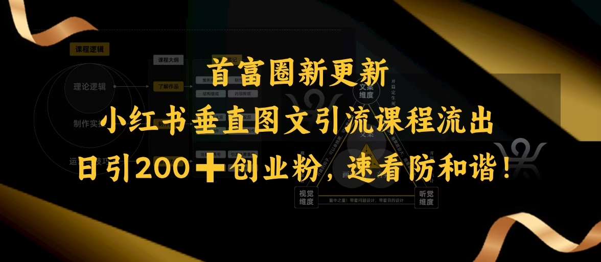 小红书垂直图文引流课程流出，日引200+创业粉，速看防和谐-讯领网创