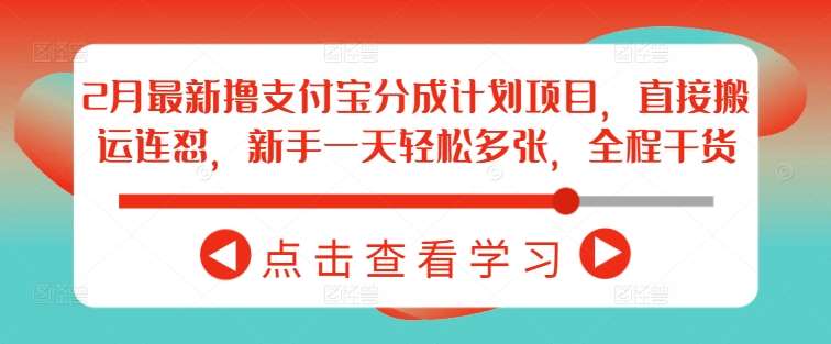 2月最新撸支付宝分成计划项目，直接搬运连怼，新手一天轻松多张，全程干货-讯领网创