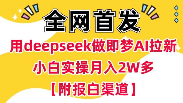 用deepseek做即梦Ai拉新 小白实操月入过W+【附报白渠道】-讯领网创