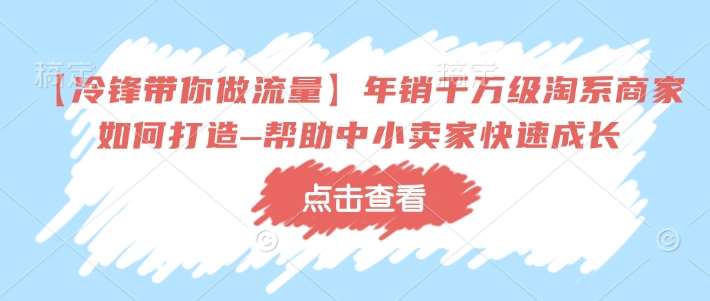 【冷锋带你做流量】年销千万级淘系商家如何打造–帮助中小卖家快速成长-讯领网创