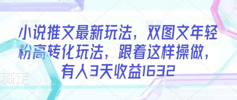 小说推文最新玩法，双图文年轻粉高转化玩法，跟着这样操做，有人3天收益1632-讯领网创