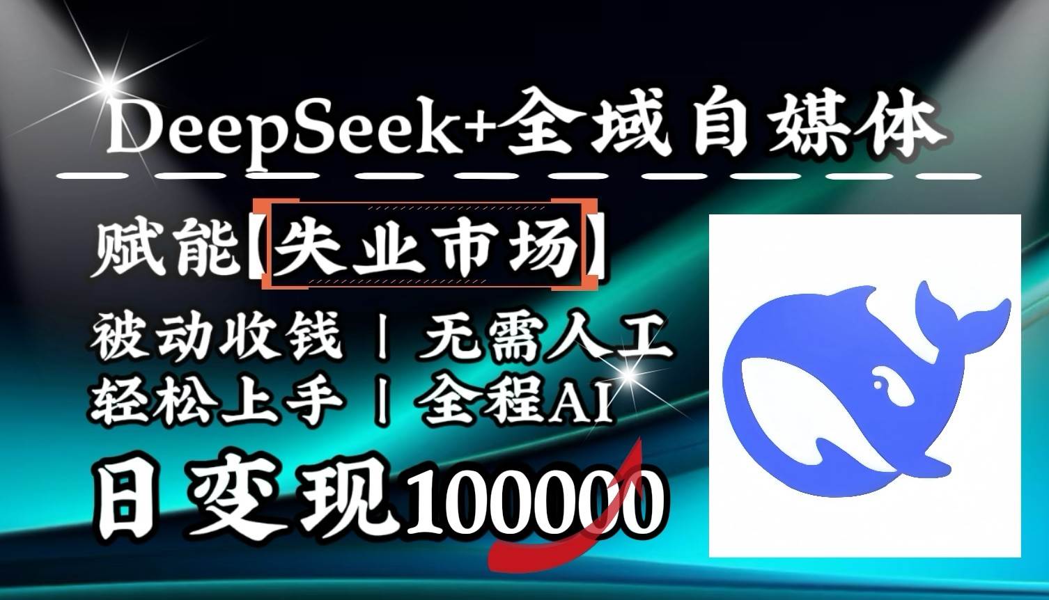 降维打击，DeepSeek+失业市场，全自动操作，结合人人刚需，单月利润轻松破100000＋-讯领网创