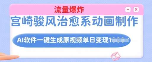 宫崎骏风治愈系动画制作，AI软件一键生成原创视频流量爆炸，单日变现多张，详细实操流程-讯领网创