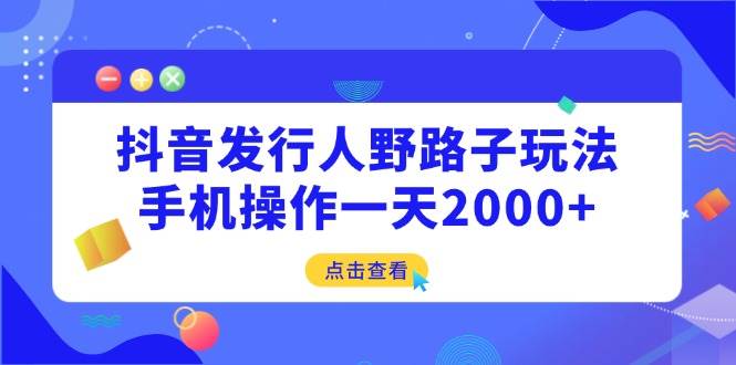 （14319期）抖音发行人野路子玩法，手机操作一天2000+-讯领网创