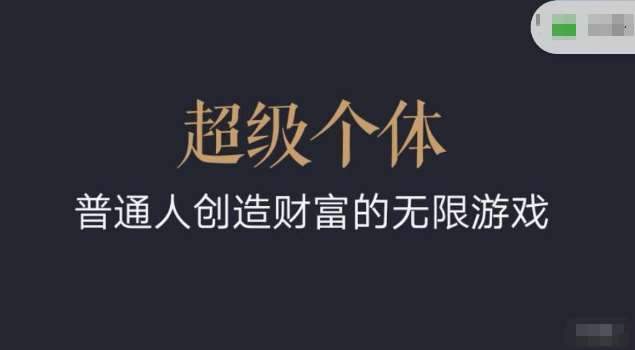 超级个体2024-2025翻盘指南，普通人创造财富的无限游戏-讯领网创