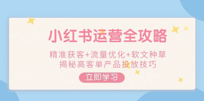 （14207期）小红书运营全攻略，精准获客+流量优化+软文种草，揭秘高客单产品投放技巧-讯领网创