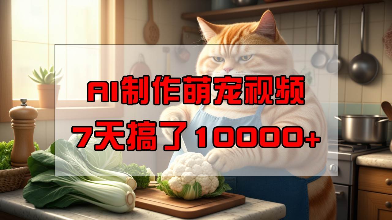 靠AI制作萌宠视频，7天搞了1万+，操作简单门槛低，有手机就行-讯领网创