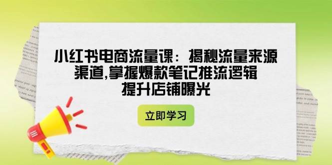 小红书电商流量课：揭秘流量来源渠道,掌握爆款笔记推流逻辑,提升店铺曝光-讯领网创