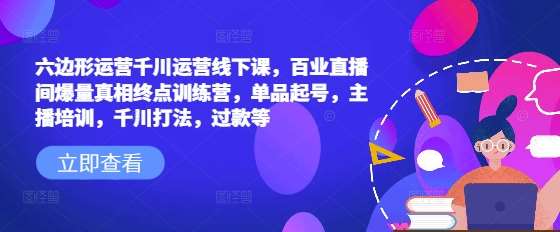 六边形运营千川运营线下课，百业直播间爆量真相终点训练营，单品起号，主播培训，千川打法，过款等-讯领网创