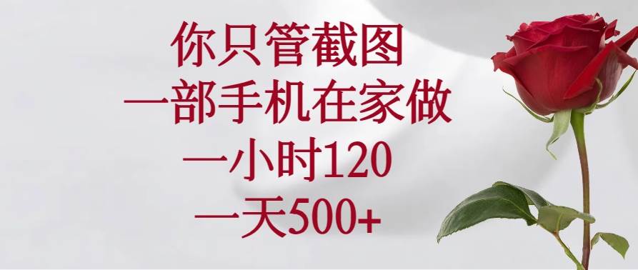 （14248期）你只管截图，一部手机在家做，一小时120，一天500+-讯领网创