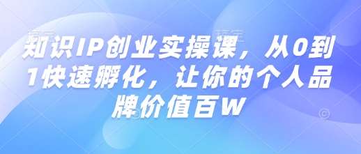 知识IP创业实操课，从0到1快速孵化，让你的个人品牌价值百W-讯领网创