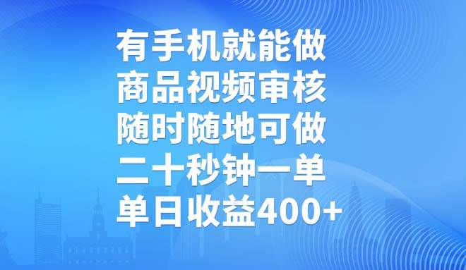 （14446期）有手机就能做，商品视频审核，随时随地可做，二十秒钟一单，单日收益400+-讯领网创