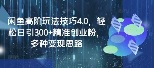 闲鱼高阶玩法技巧4.0，轻松日引300+精准创业粉，多种变现思路-讯领网创