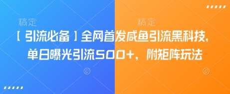 【引流必备】全网首发咸鱼引流黑科技，单日曝光引流500+，附矩阵玩法【揭秘】-讯领网创