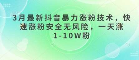 3月最新抖音暴力涨粉技术，快速涨粉安全无风险，一天涨1-10W粉-讯领网创