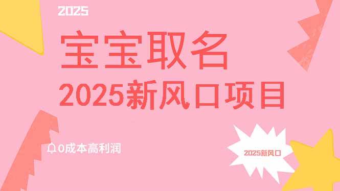 （14593期）2025新风口项目宝宝取名，0成本高利润，附保姆级教程，月入过万不是梦-讯领网创