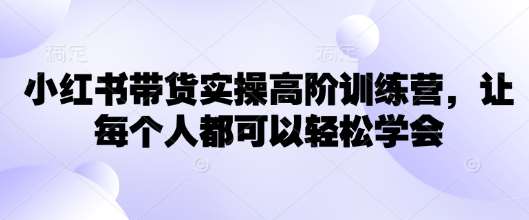 小红书带货实操高阶训练营，让每个人都可以轻松学会-讯领网创
