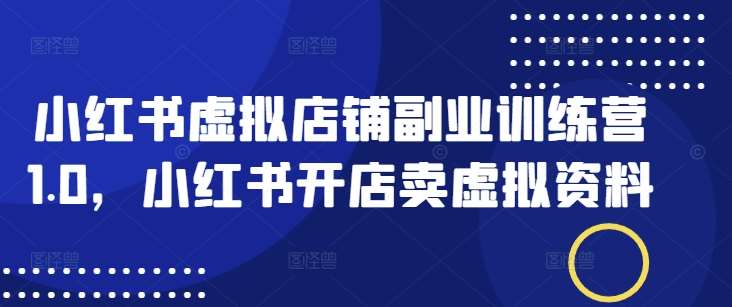小红书虚拟店铺副业训练营1.0，小红书开店卖虚拟资料-讯领网创