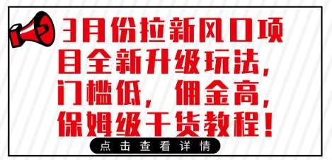 3月份拉新风口项目全新升级玩法，门槛低，佣金高，保姆级干货教程-讯领网创