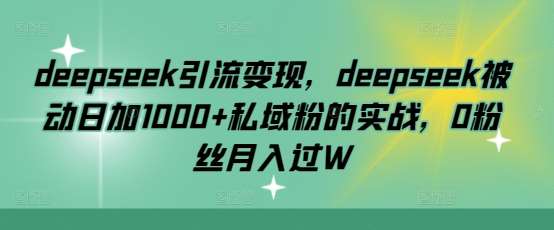 deepseek引流变现，deepseek被动日加1000+私域粉的实战，0粉丝月入过W-讯领网创