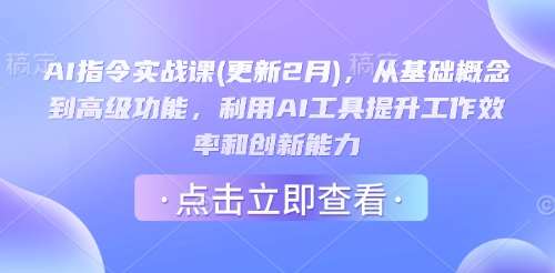 AI指令实战课(更新2月)，从基础概念到高级功能，利用AI工具提升工作效率和创新能力-讯领网创