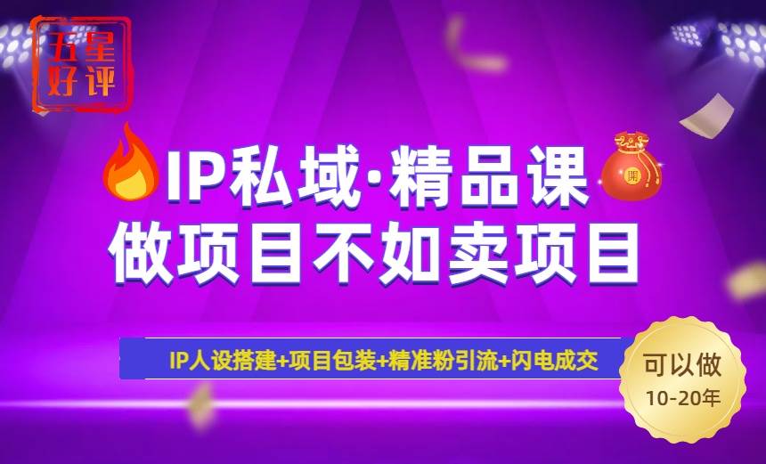 （14406期）2025年“IP私域·密训精品课”，日赚3000+小白避坑年赚百万，暴力引流…-讯领网创
