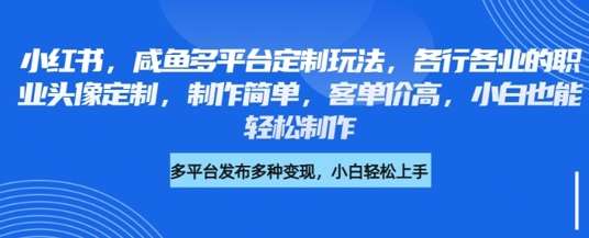 小红书咸鱼多平台定制玩法，各行各业的职业头像定制，制作简单，客单价高，小白也能轻松制作-讯领网创