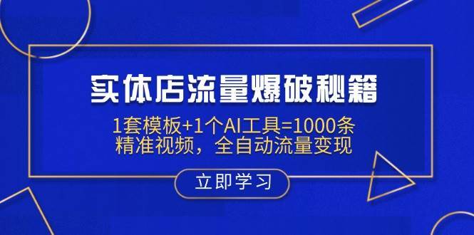 实体店流量爆破秘籍：1套模板+1个AI工具=1000条精准视频，全自动流量变现-讯领网创