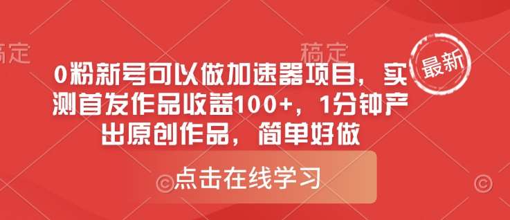 0粉新号可以做的加速器项目，实测首发作品收益100+，1分钟产出原创作品，简单好做-讯领网创